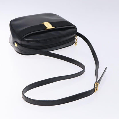 Salvatore Ferragamo Vala Shoulder Bag Leather, BLACK, LEATHER, Shoulder bag
