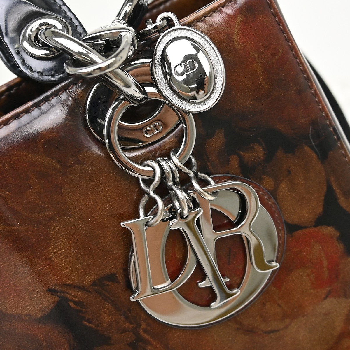 Christian Dior Vintage Lady Dior Bag Patent, Brown, Patent Leather, Handbag