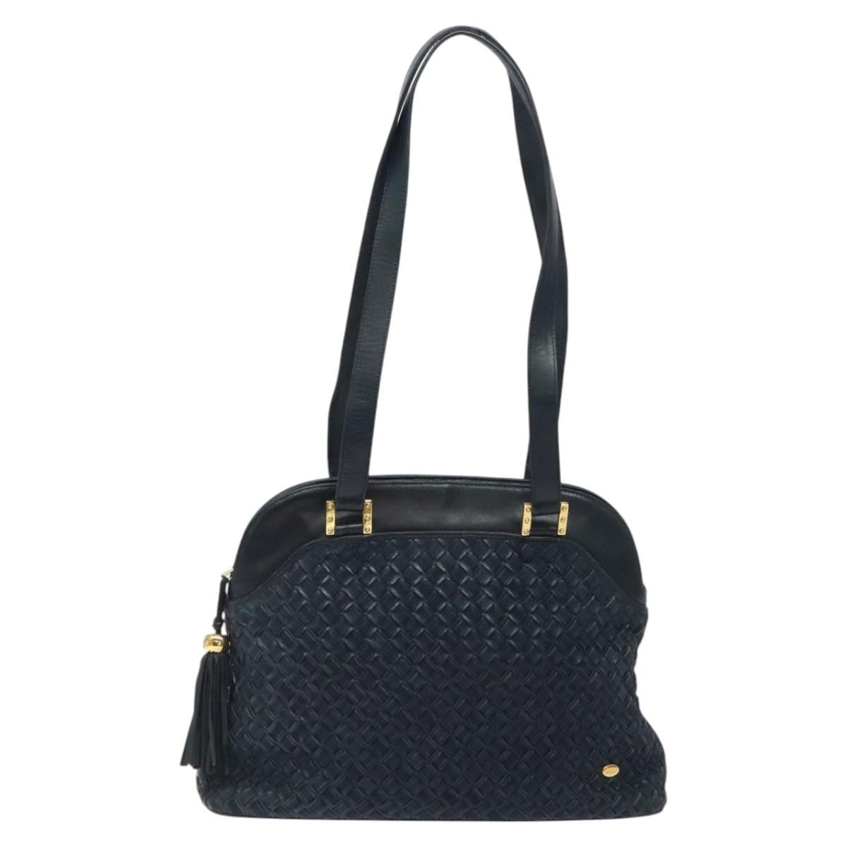 Bally Vintage Shoulder Bag Leather, NAVY, LEATHER, Shoulder bag