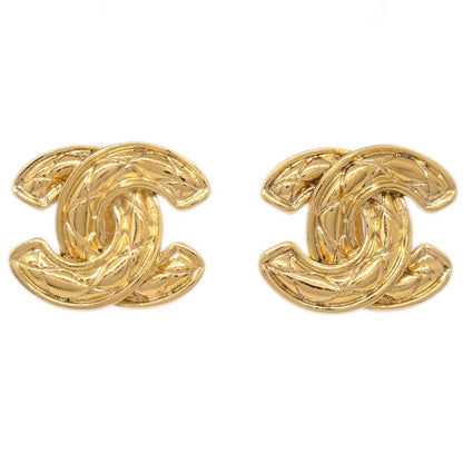 Chanel CC Clip-On Earrings Quilted Metal, GOLD, GOLD_PLATED, Earrings