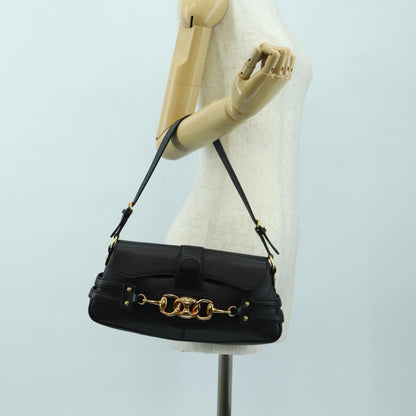 Gucci Horsebit Shoulder Bag GG Canvas and Leather, Black, Leather, Shoulder Bag