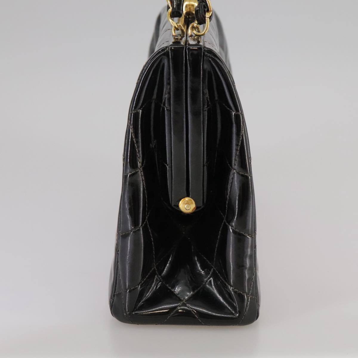 Chanel Vintage Chain Frame Bag Quilted Patent, BLACK, PATENT_LEATHER, Handbag