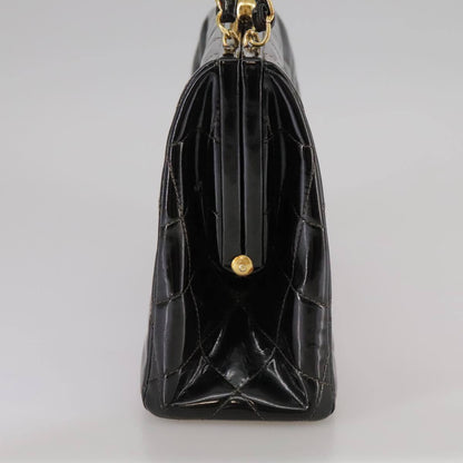 Chanel Vintage Chain Frame Bag Quilted Patent, BLACK, PATENT_LEATHER, Handbag