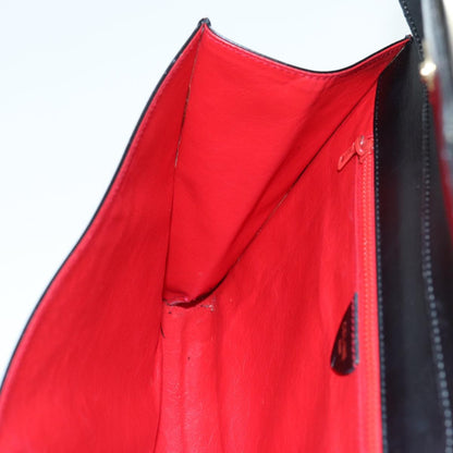 Celine Vintage Circle Logo Crossbody Bag Leather, BLACK, LEATHER, Shoulder bag