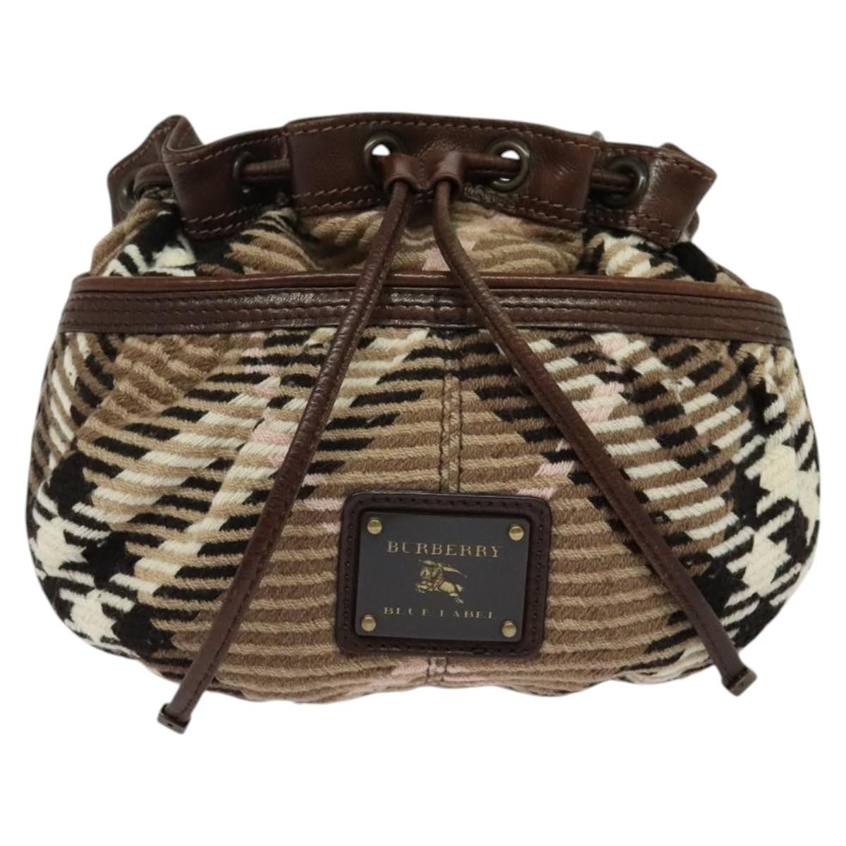 Burberry Blue Label Handbag Wool, BROWN, WOOL, Shoulder bag