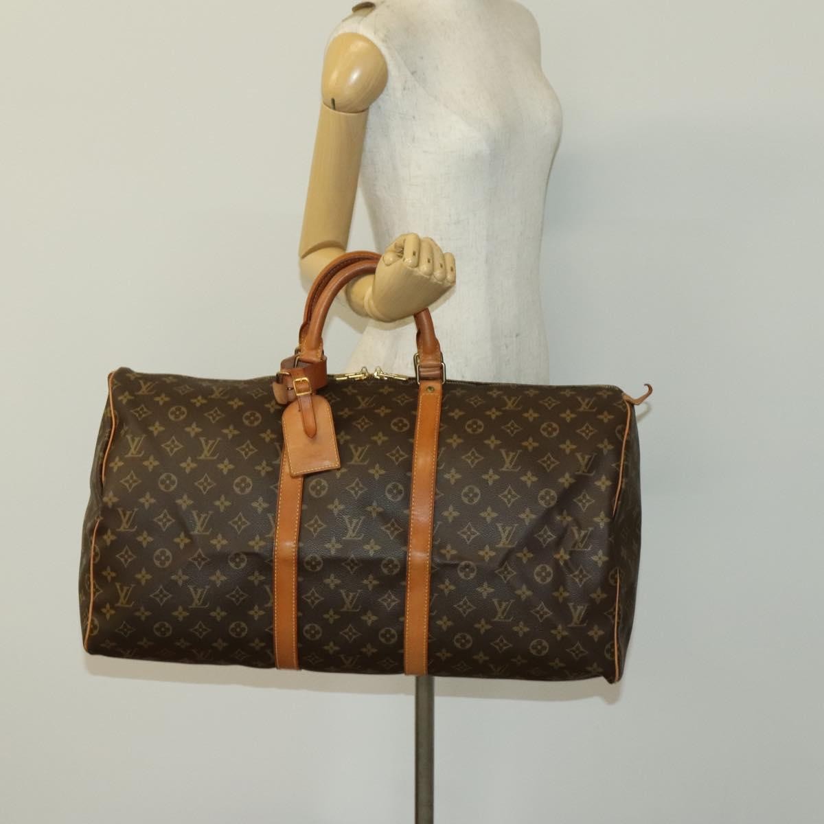 Louis Vuitton Keepall Bag Monogram Canvas, BROWN, CANVAS, Travel bag