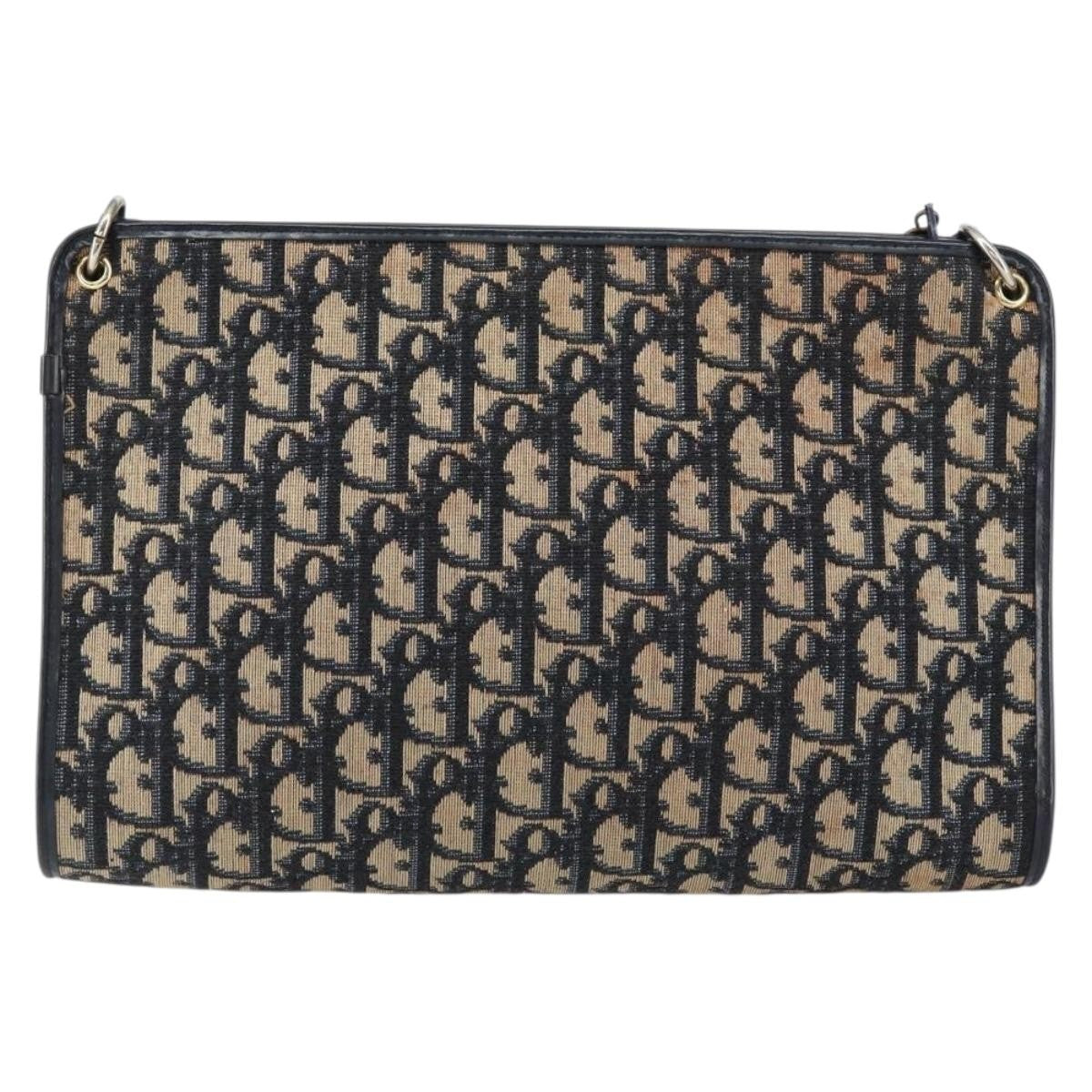 Christian Dior Vintage Trotter Shoulder Bag Canvas, NAVY, CANVAS, Shoulder bag