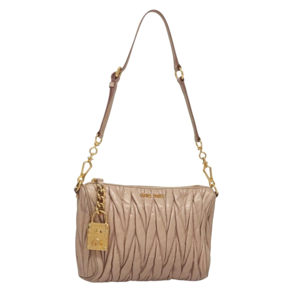 Miu Miu Zip Crossbody Bag Matelasse Leather, PINK, LEATHER, Shoulder bag