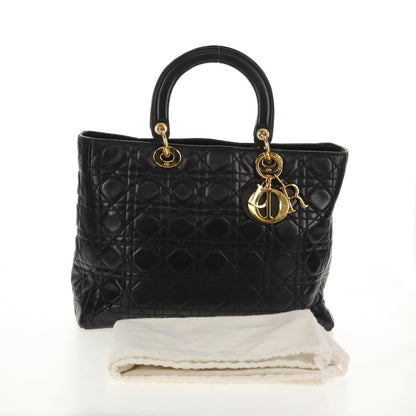 Christian Dior Vintage Lady Dior Bag Cannage Quilt Lambskin, BLACK, LEATHER, Handbag