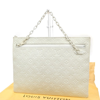 Louis Vuitton Pochette A4 Monogram Taurillon Leather, WHITE, LEATHER, Clutche & pouche