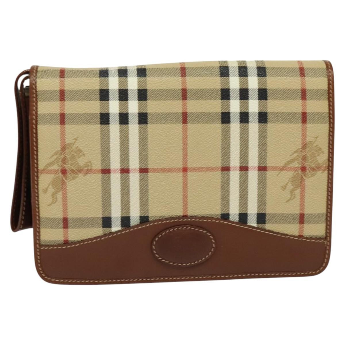 Burberry Nova check Pochette Canvas, BEIGE, CANVAS, Clutche & pouche