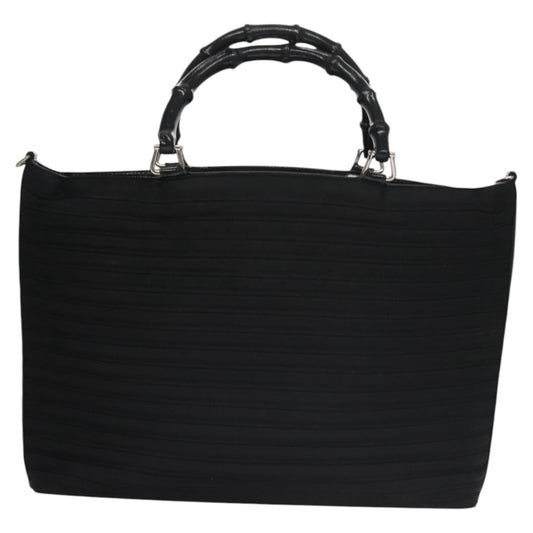 Gucci Vintage Bamboo Handle Bag Nylon, Black, Nylon, Tote Bag