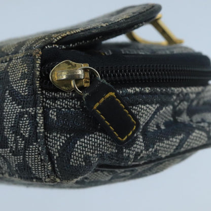 Christian Dior Vintage Saddle Coin Purse Diorissimo Canvas, NAVY, CANVAS, Clutche & pouche