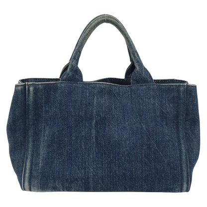 Prada Canapa Open Tote Denim, BLUE, CANVAS, Handbag