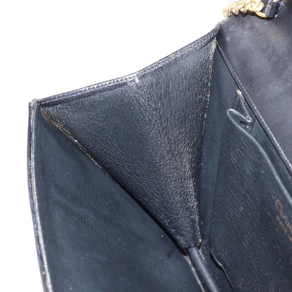 Christian Dior Vintage Chain Flap Shoulder Bag Leather, BLACK, LEATHER, Shoulder bag
