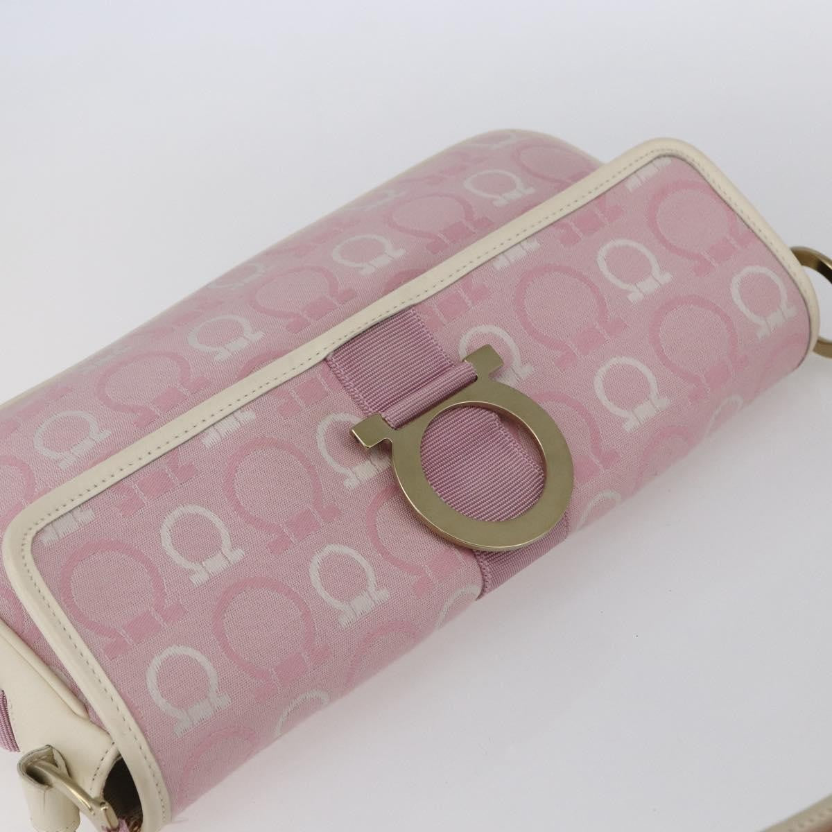 Salvatore Ferragamo Gancini Shoulder Bag Canvas, PINK, CANVAS, Shoulder bag