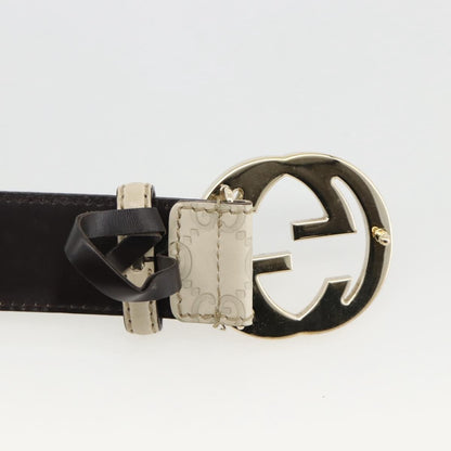 Gucci Vintage Interlocking G Reversible Belt Leather, White, Leather, Belt
