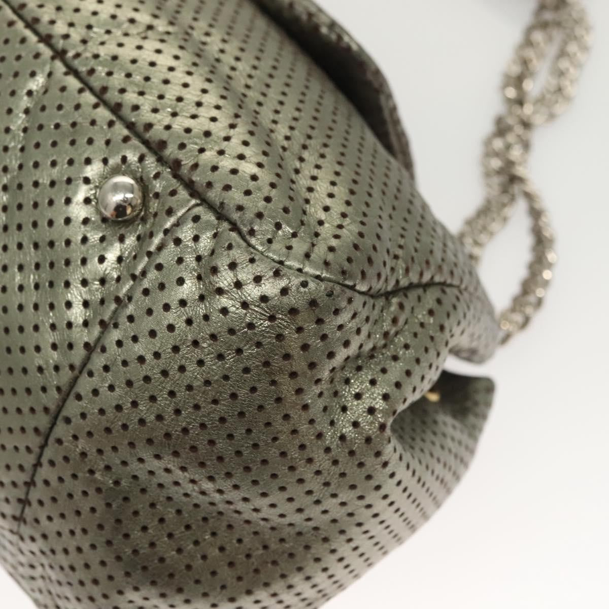 Chanel Drill Flap Bag Perforated Leather, SILVER, LEATHER, Shoulder bag