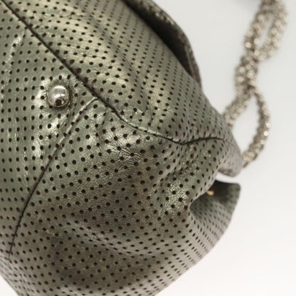 Chanel Drill Flap Bag Perforated Leather, SILVER, LEATHER, Shoulder bag