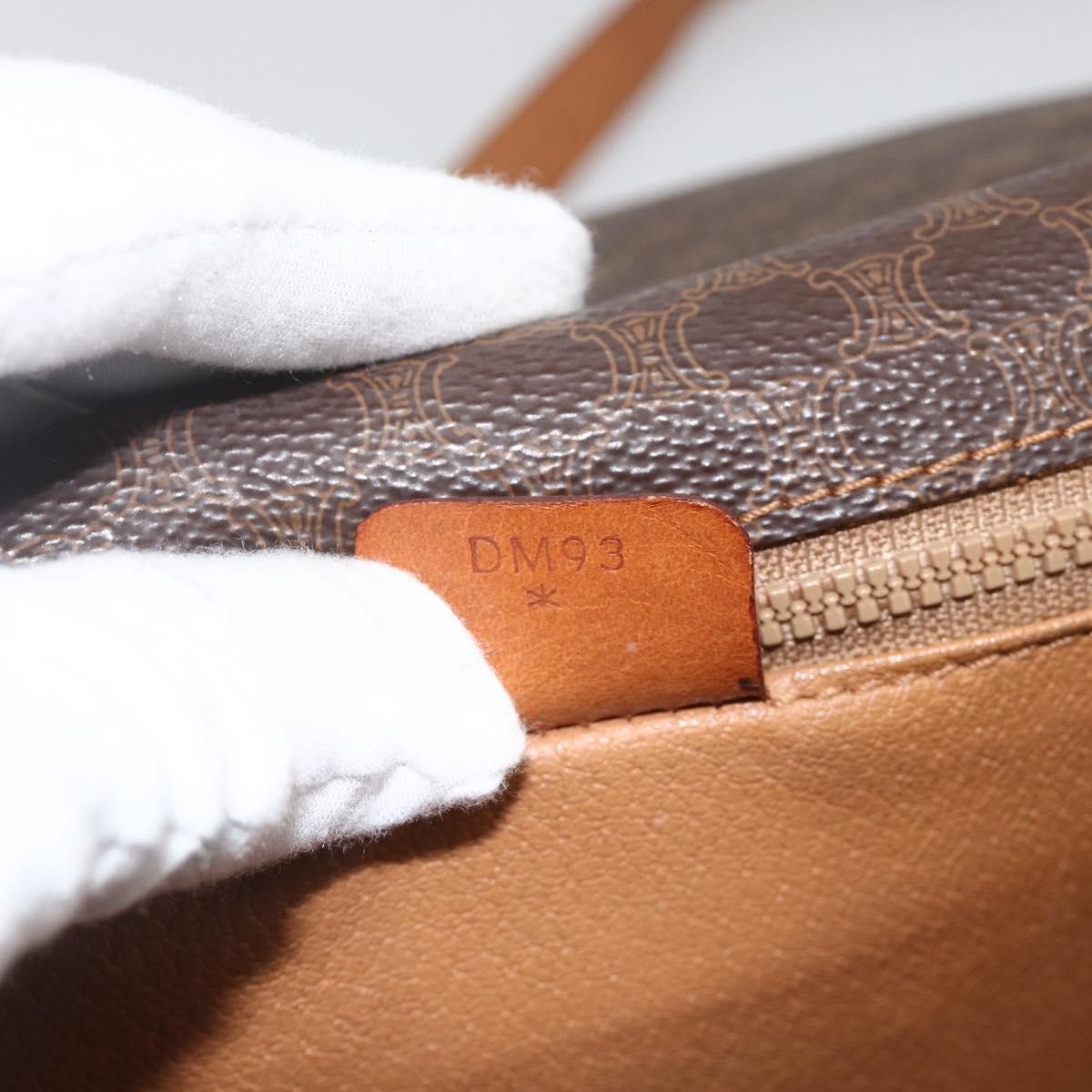 Celine Vintage Macadam Shoulder Bag Canvas and Leather, Brown, Canvas, Shoulder Bag