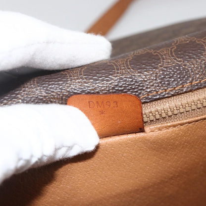 Celine Vintage Macadam Shoulder Bag Canvas and Leather, Brown, Canvas, Shoulder Bag
