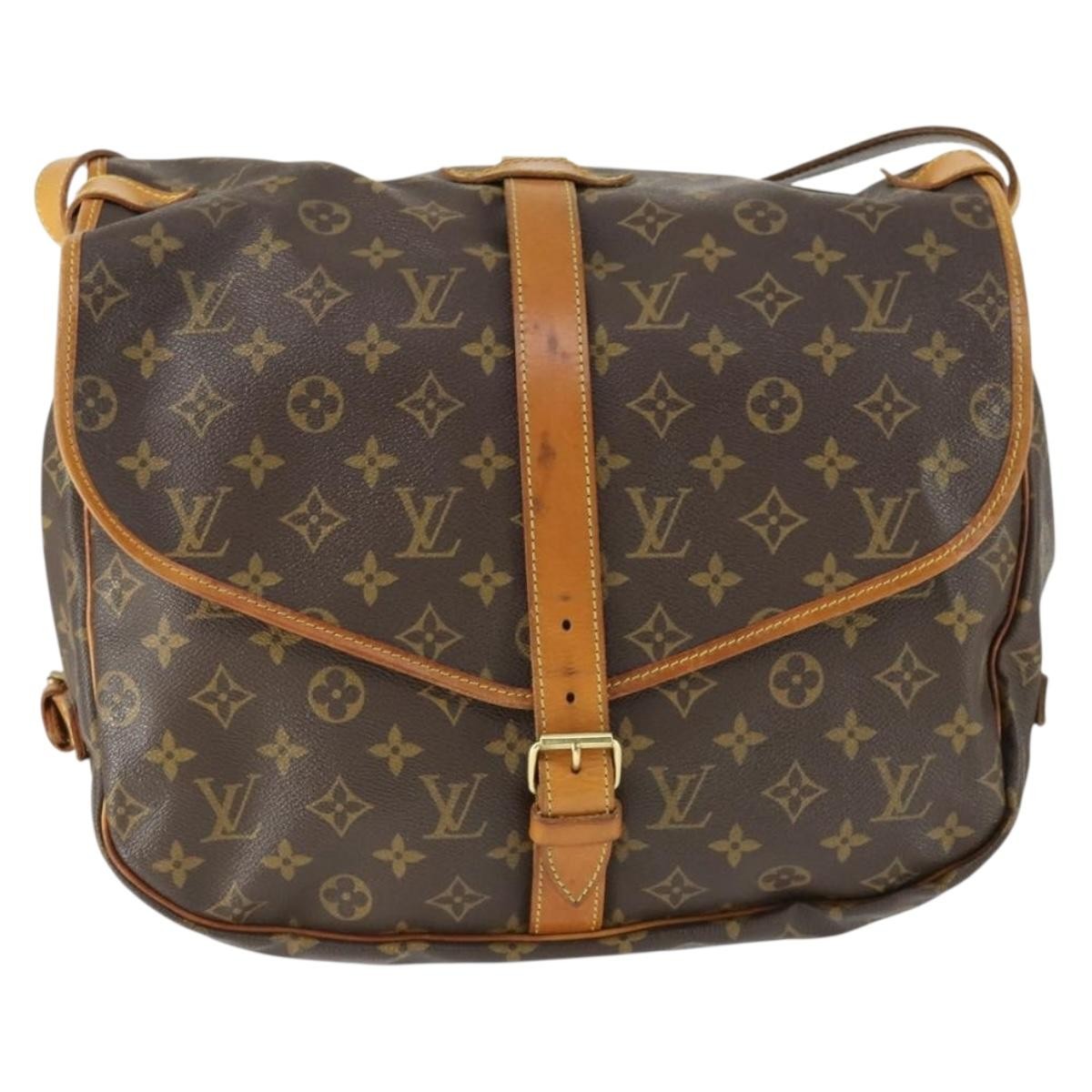 Louis Vuitton Saumur Handbag Monogram Canvas, BROWN, CANVAS, Shoulder bag
