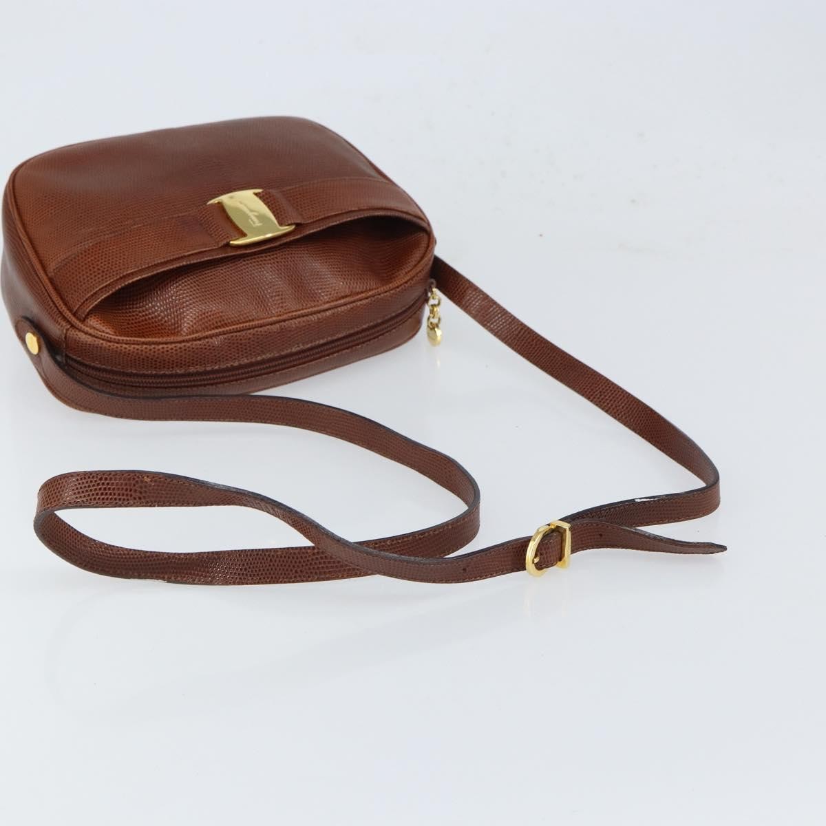 Salvatore Ferragamo Vara Bow camera Shoulder Bag Leather, BROWN, LEATHER, Shoulder bag
