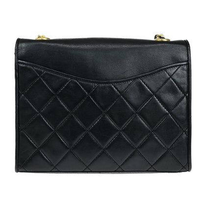 Chanel Vintage CC Chain Full Flap Bag Quilted Leather, BLACK, LEATHER, Shoulder bag