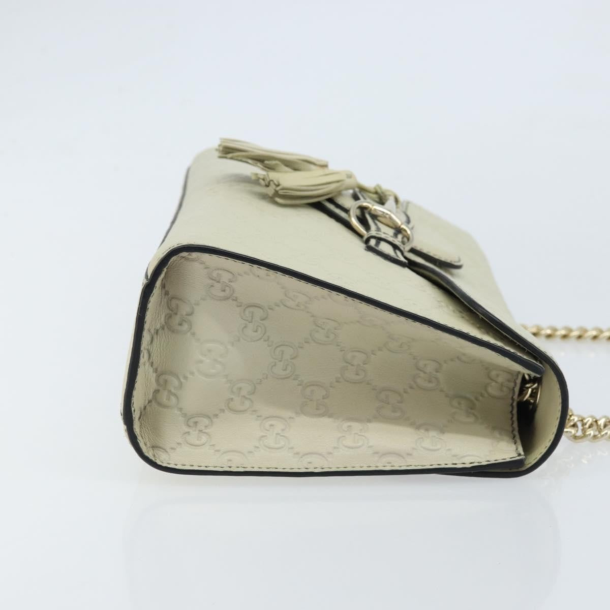 Gucci Emily Chain Flap Bag Guccissima Leather, Beige, Leather, Shoulder Bag