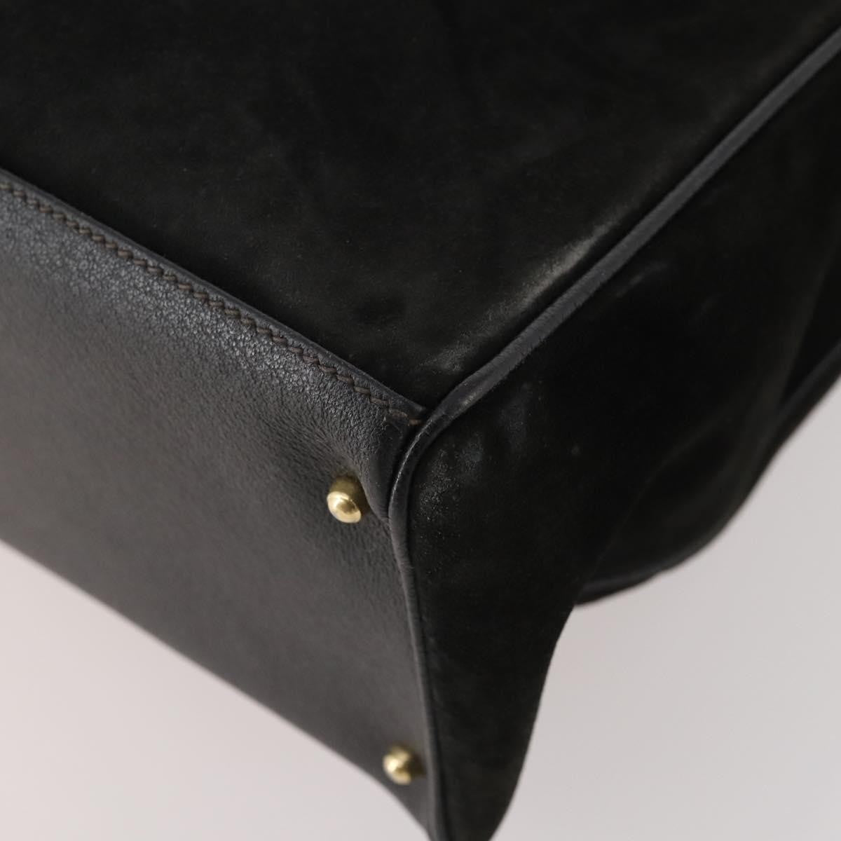 Gucci Vintage Diana Bamboo Top Handle Tote Ostrich, Black, Suede, Tote Bag