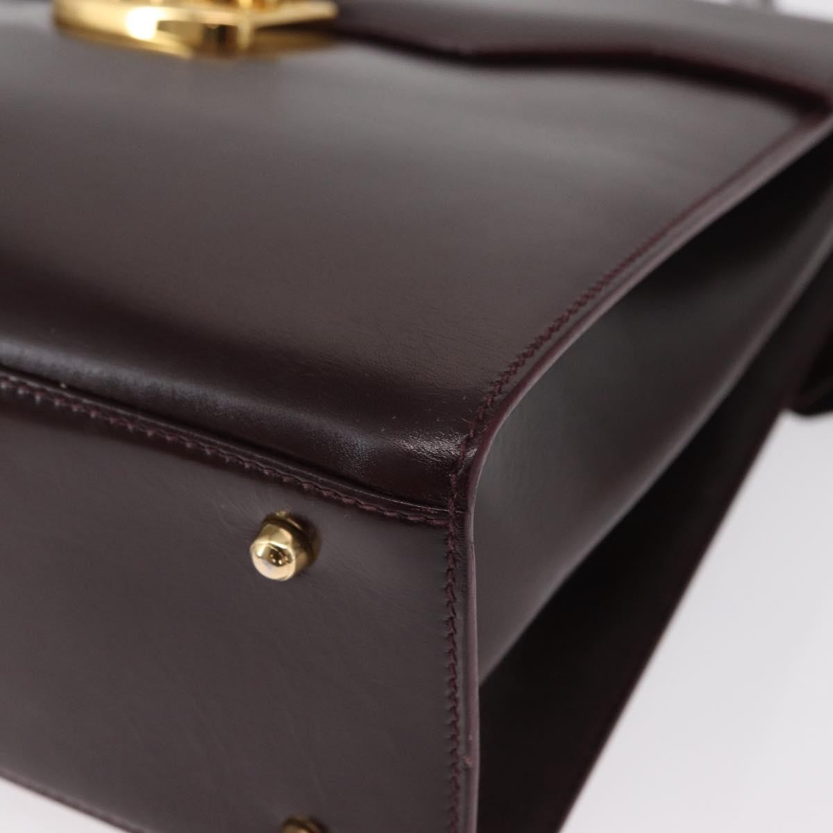 Gucci Vintage Lady Lock Top Handle Bag Leather, BURGUNDY, LEATHER, Handbag