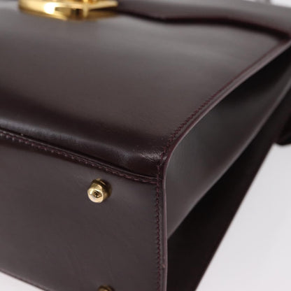 Gucci Vintage Lady Lock Top Handle Bag Leather, BURGUNDY, LEATHER, Handbag