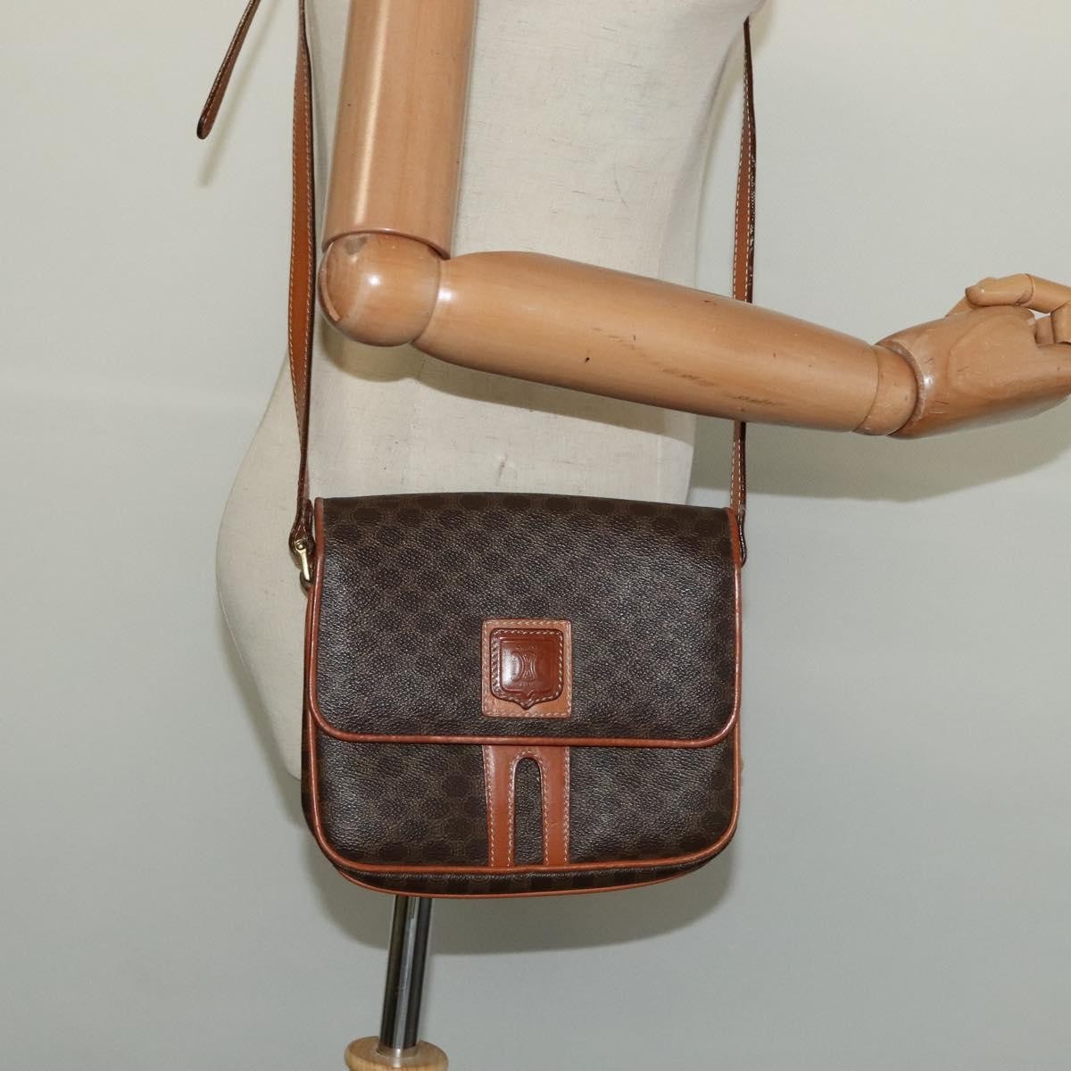 Celine Macadam Shoulder Bag PVC Leather, BROWN, CANVAS, Shoulder bag