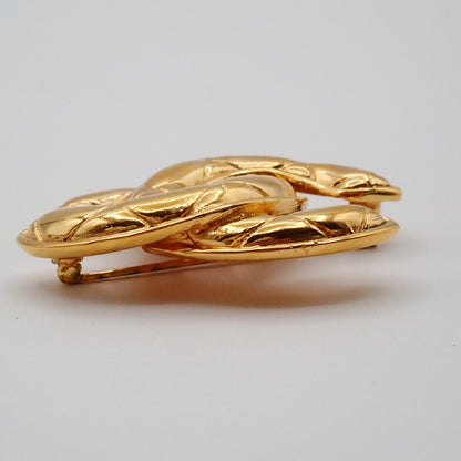 Chanel Vintage Quilted CC Brooch Metal, GOLD, GOLD_PLATED, Brooch