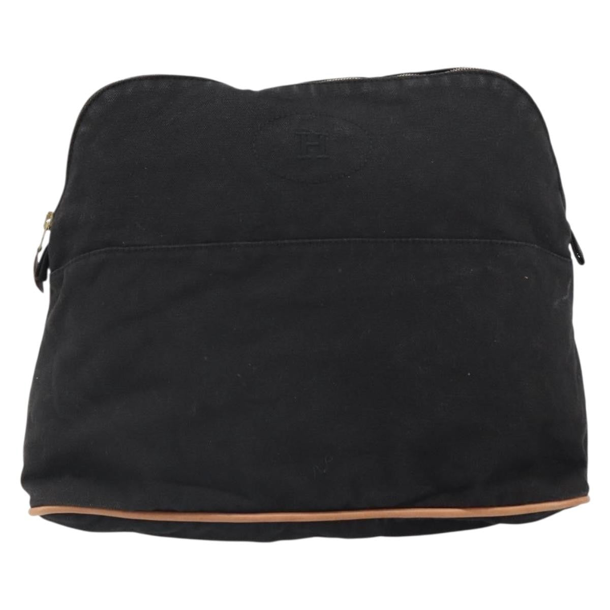 Hermes Bolide Pouch Canvas, BLACK, CANVAS, Clutche & pouche