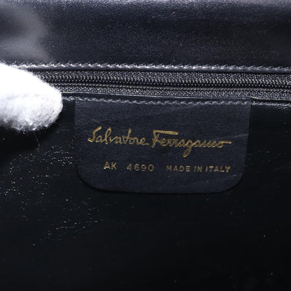 Salvatore Ferragamo Gancini Shoulder Bag Leather, BLACK, LEATHER, Shoulder bag