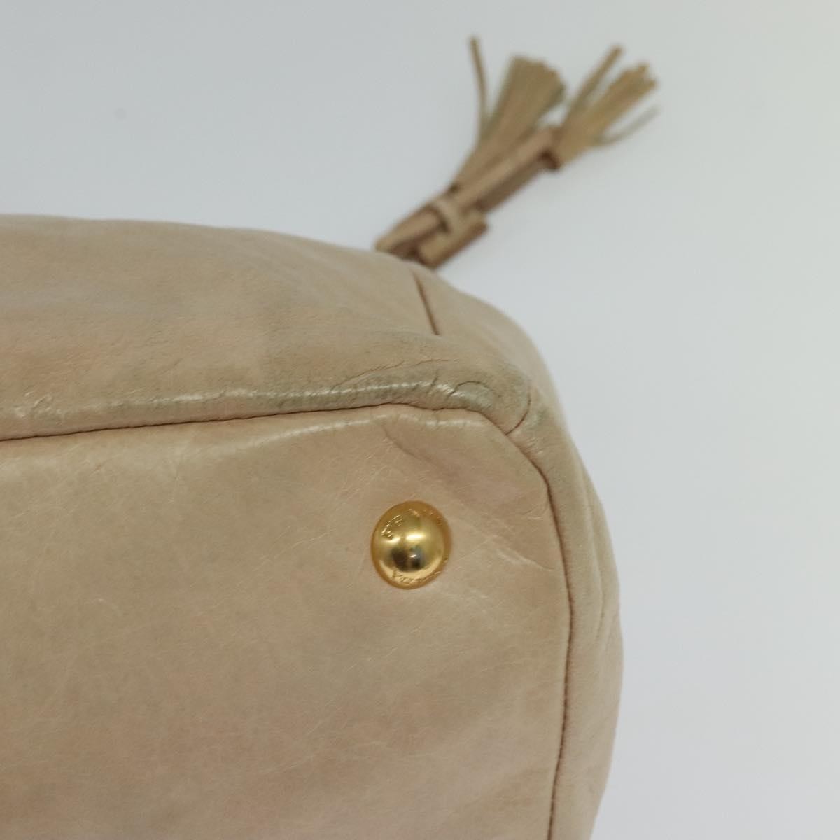 Prada Front Pocket Convertible Tote Leather, BEIGE, LEATHER, Tote bag