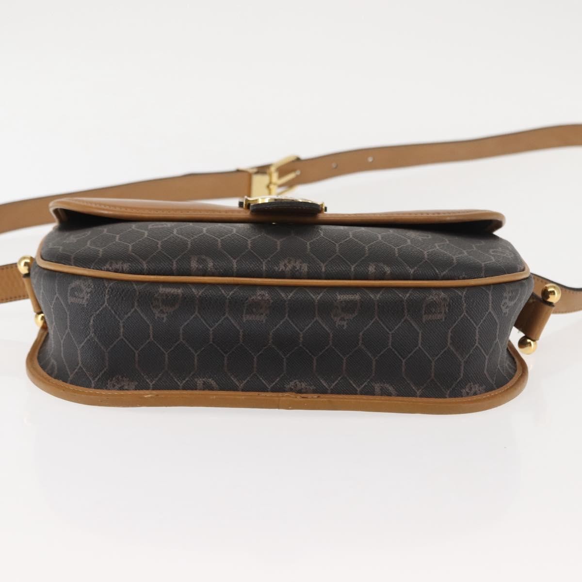 Christian Dior Vintage Honeycomb Shoulder Bag Canvas and Leather, BROWN, CANVAS, Shoulder bag
