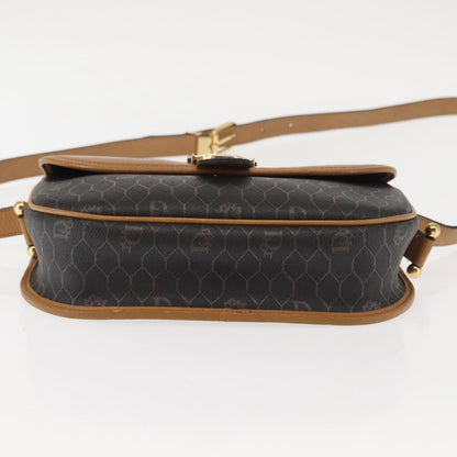 Christian Dior Vintage Honeycomb Shoulder Bag Canvas and Leather, BROWN, CANVAS, Shoulder bag