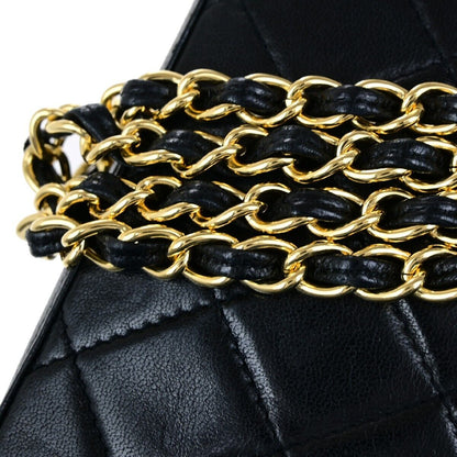 Chanel Vintage CC Chain Full Flap Bag Quilted Leather, BLACK, LEATHER, Shoulder bag