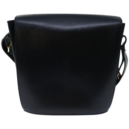 Celine Vintage Circle Logo Crossbody Bag Leather, NAVY, LEATHER, Crossbody bag