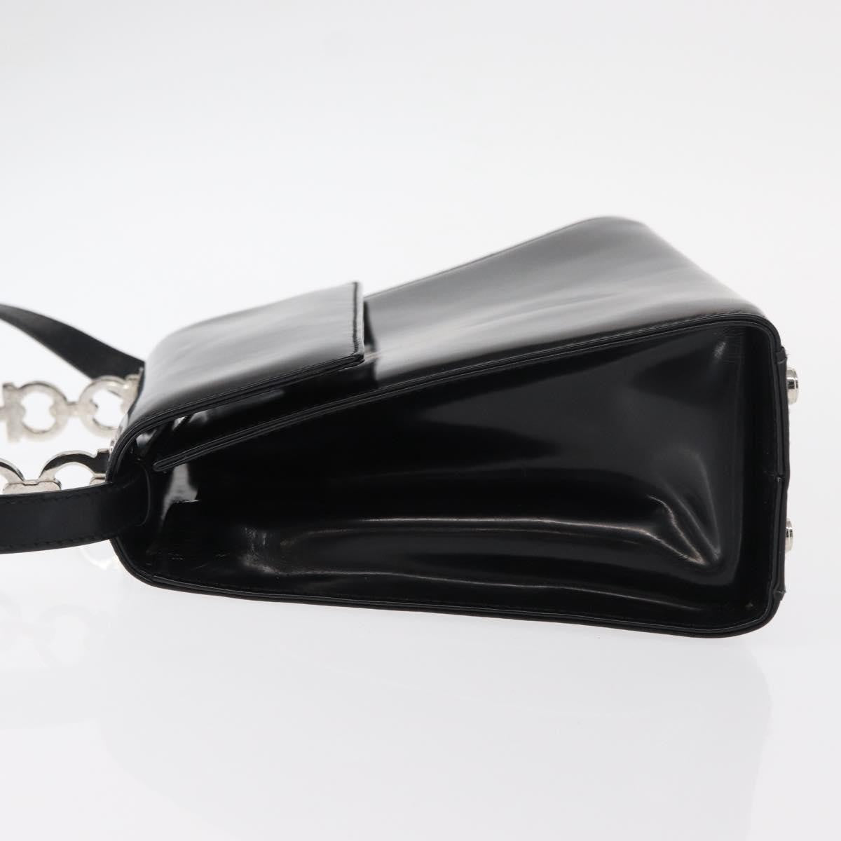 Salvatore Ferragamo Gancini handbag Leather, BLACK, LEATHER, Handbag