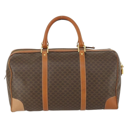 Celine Vintage Macadam Boston bag Canvas and Leather, BROWN, CANVAS, Travel bag