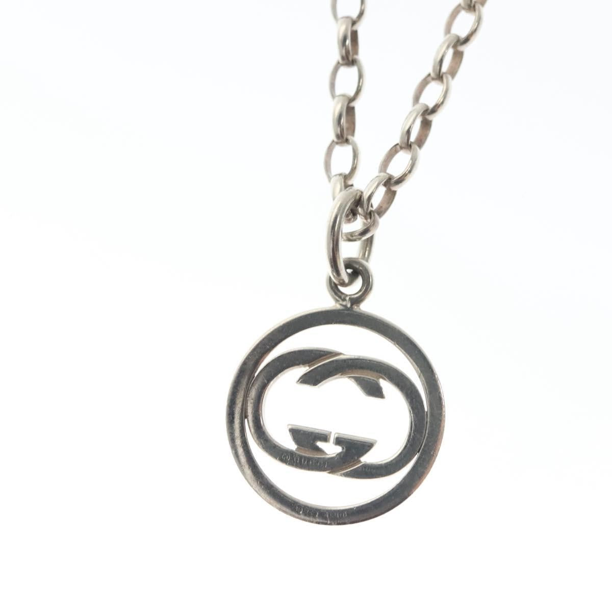 Gucci Engraved Interlocking G Chain Link Pendant Necklace Sterling Silver, SILVER, SILVER, Necklace