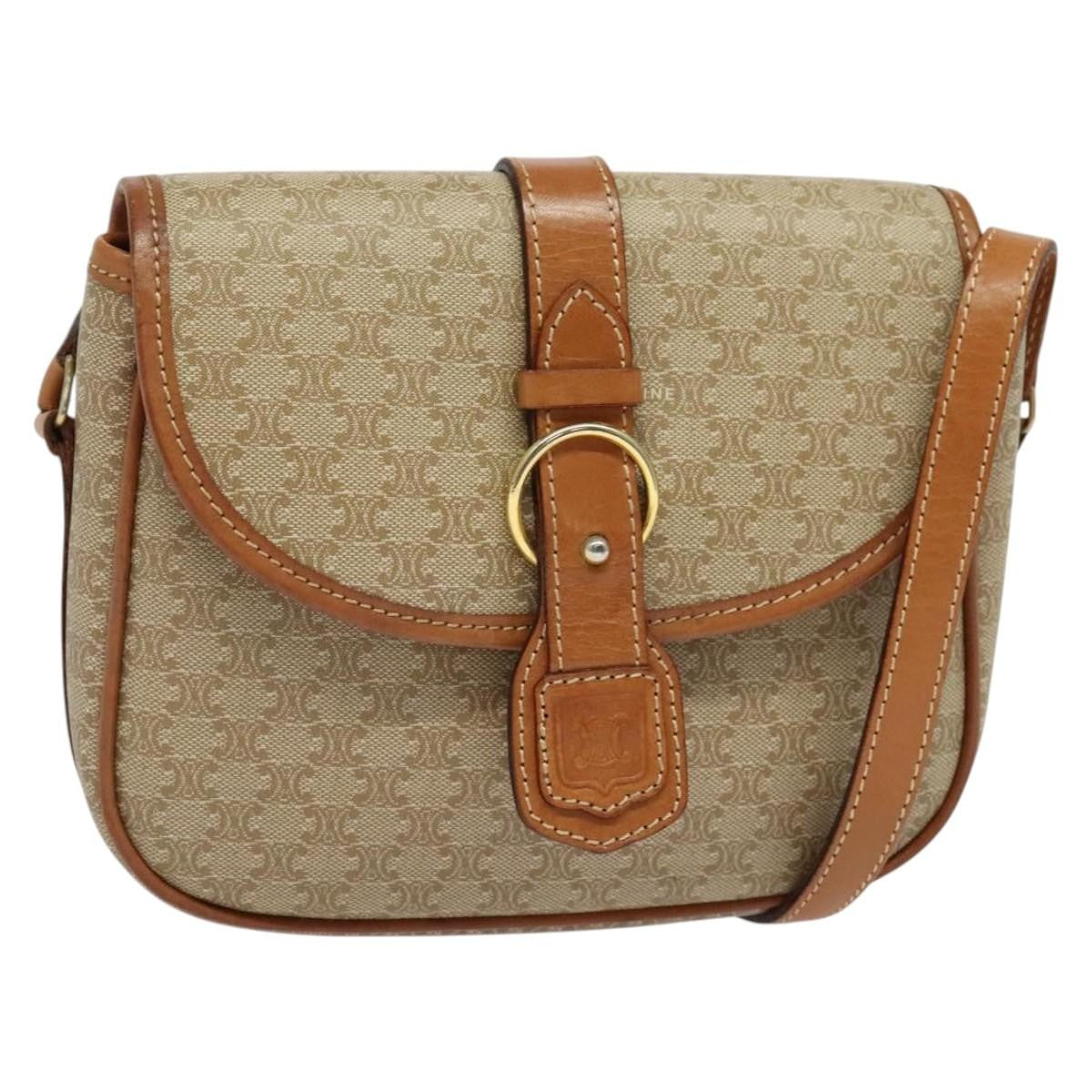 Celine Macadam Shoulder Bag PVC Leather, BEIGE, CANVAS, Shoulder bag