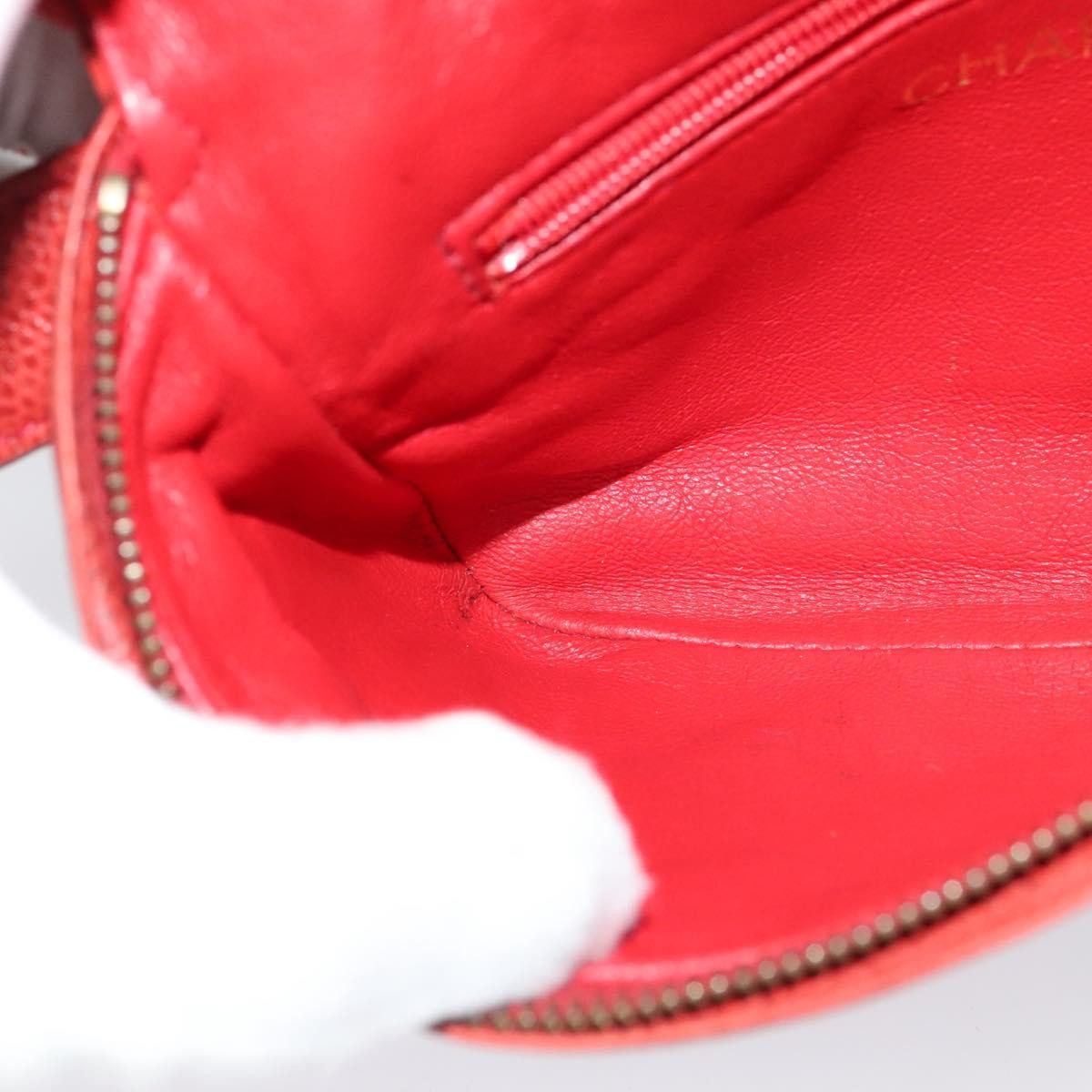 Chanel Vintage Zip Belt Bag Quilted Caviar, Red, Leather, Shoulder Bag