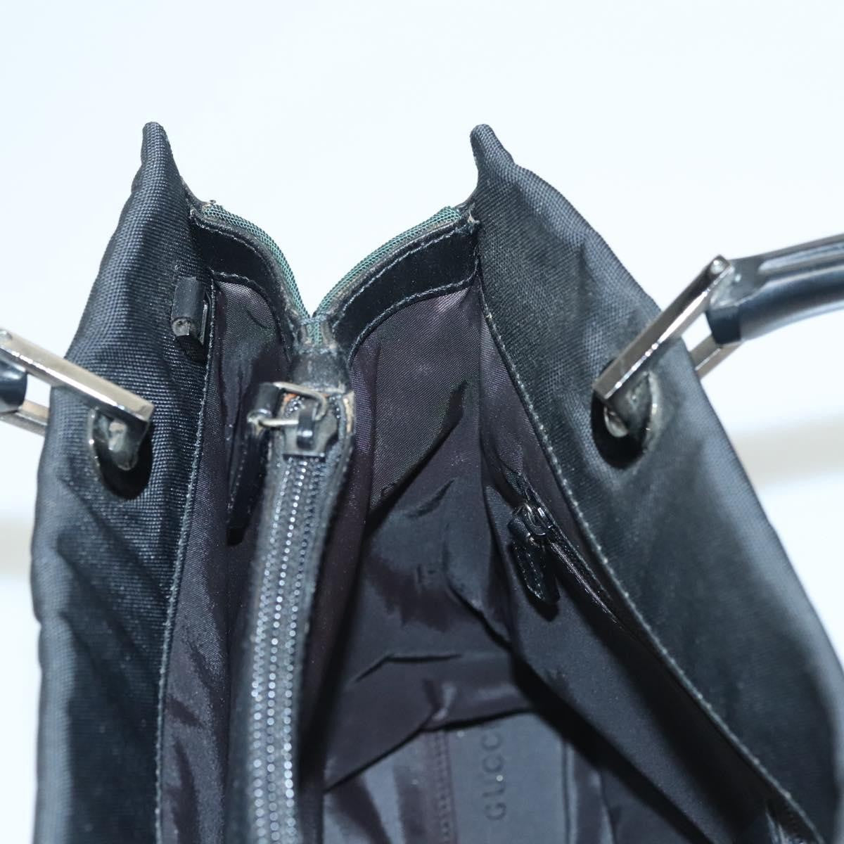 Gucci Vintage Bamboo Handle Tote Nylon, BLACK, NYLON, Tote bag