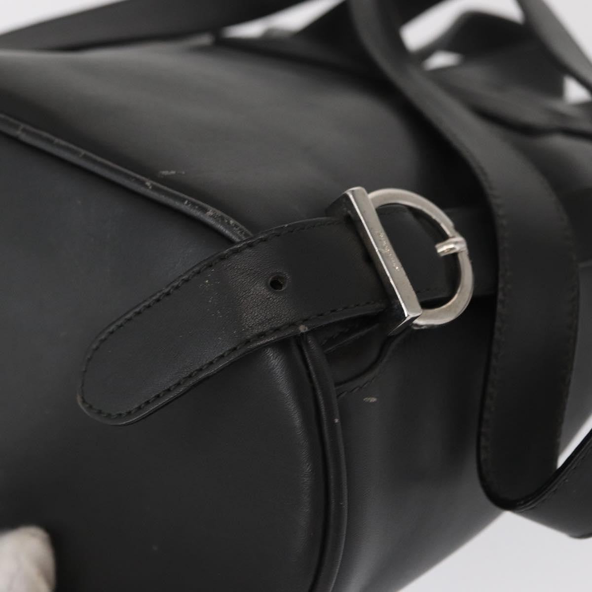 Salvatore Ferragamo Gancini Flap Drawstring Backpack Leather, BLACK, LEATHER, Backpack