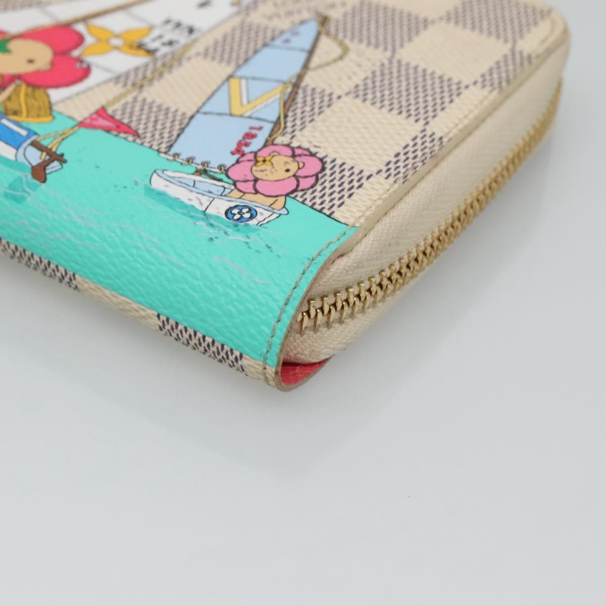 Louis Vuitton Porte-Monnaie Zippy Wallet Damier Azur Vivienne, White, Canvas, Wallet