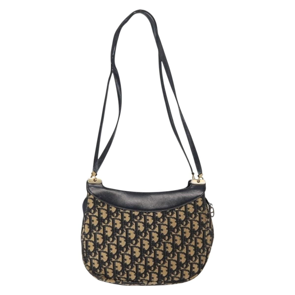 Christian Dior Vintage Trotter Shoulder Bag Canvas, NAVY, CANVAS, Shoulder bag